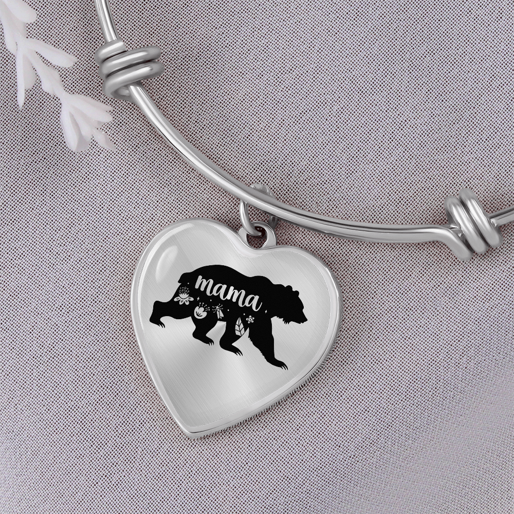 Mama Bear Luxury Heart Bangle