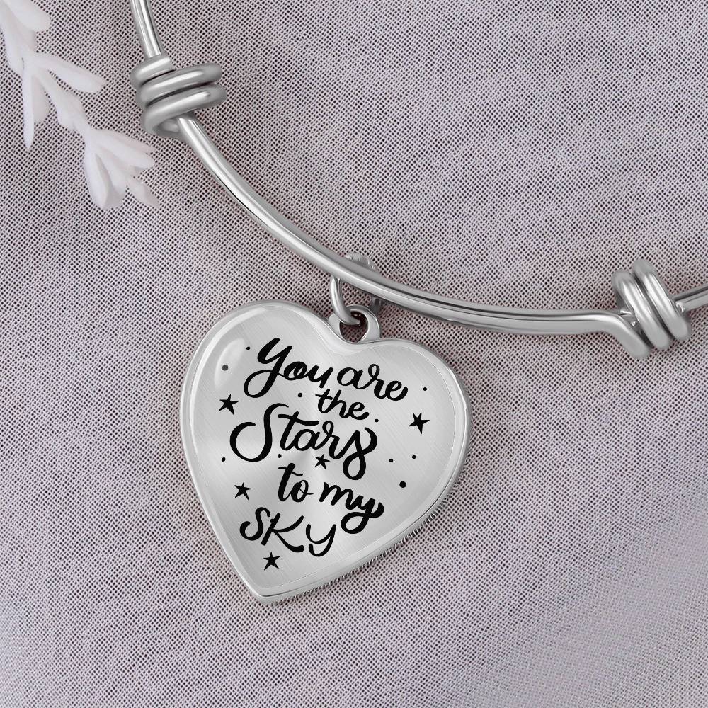 You Are the Stars to My Sky Luxury Heart Bangle