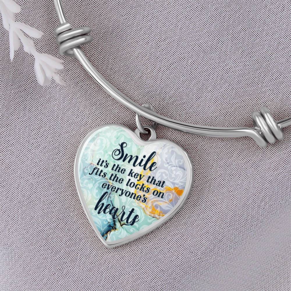 Smile Is the Key Luxury Heart Bangle