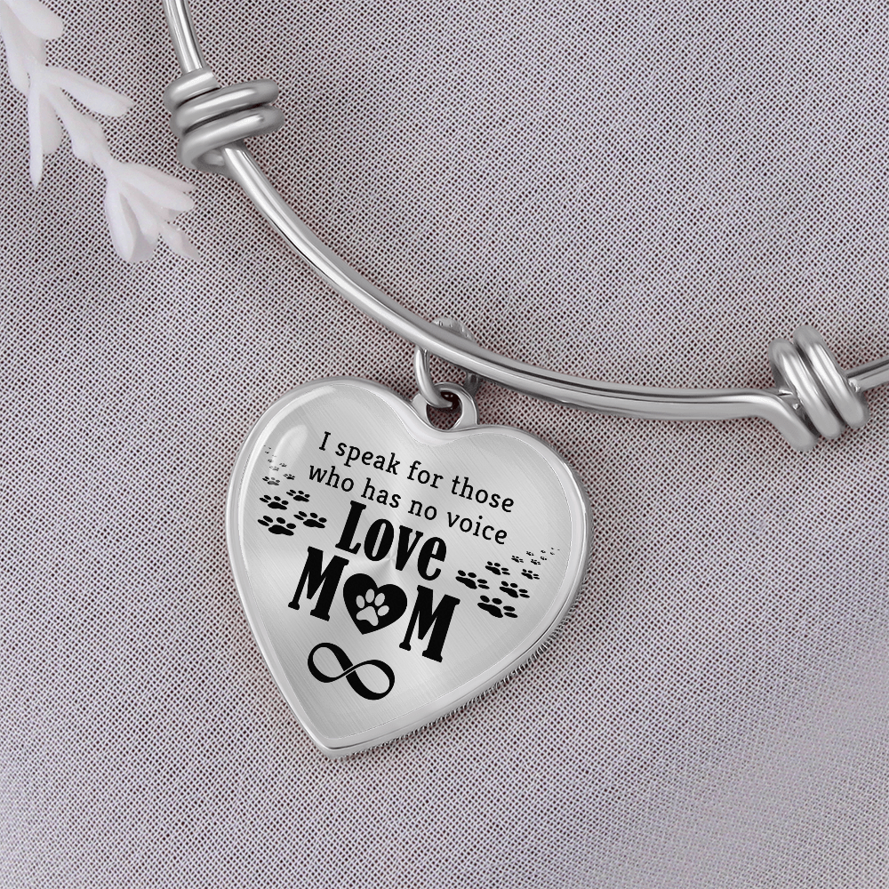 I Speak for Those Who Have No Voice Luxury Heart Bangle