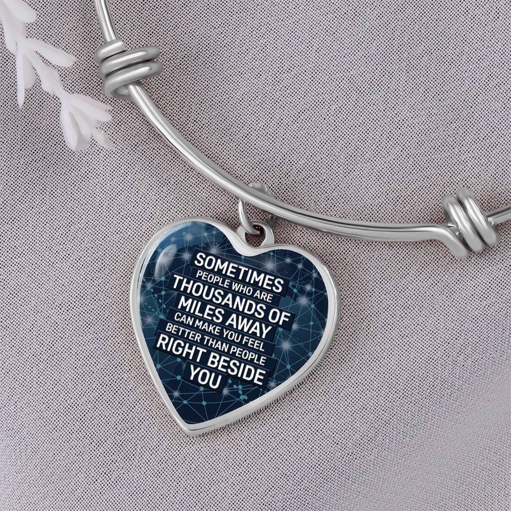 Thousands of Miles Away Luxury Heart Bangle