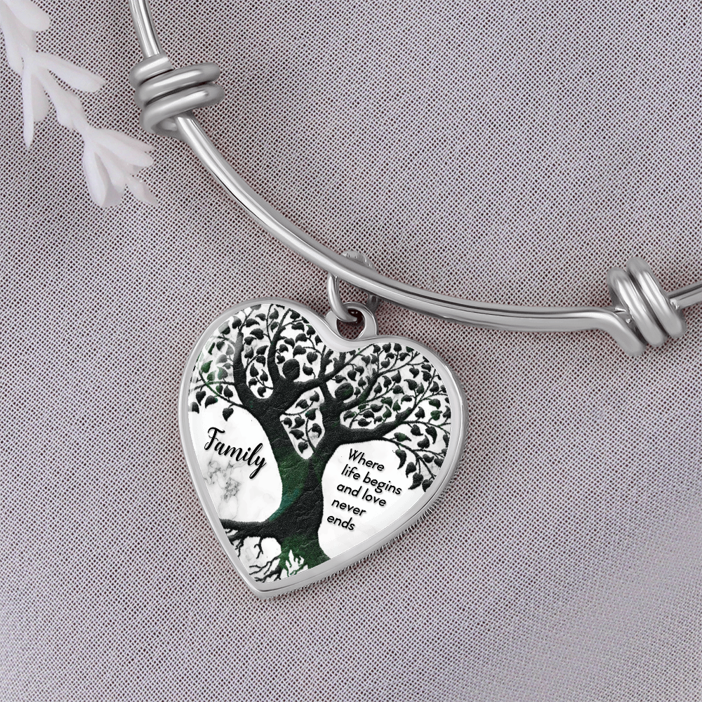 Family Where Life Begins Luxury Heart Bangle
