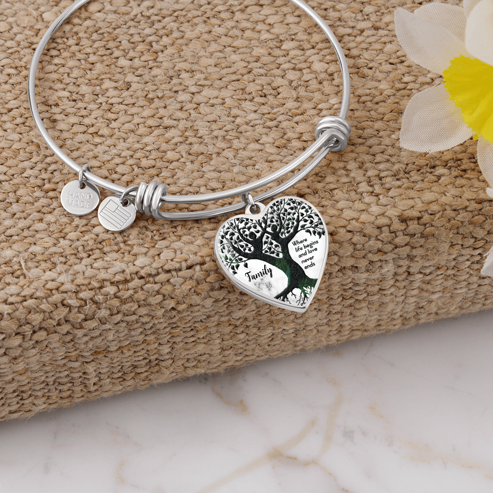 Family Where Life Begins Luxury Heart Bangle