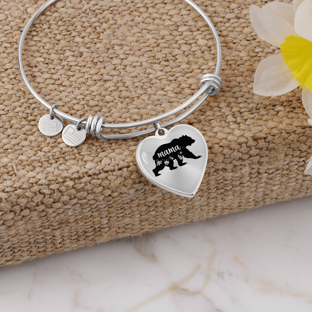 Mama Bear Luxury Heart Bangle