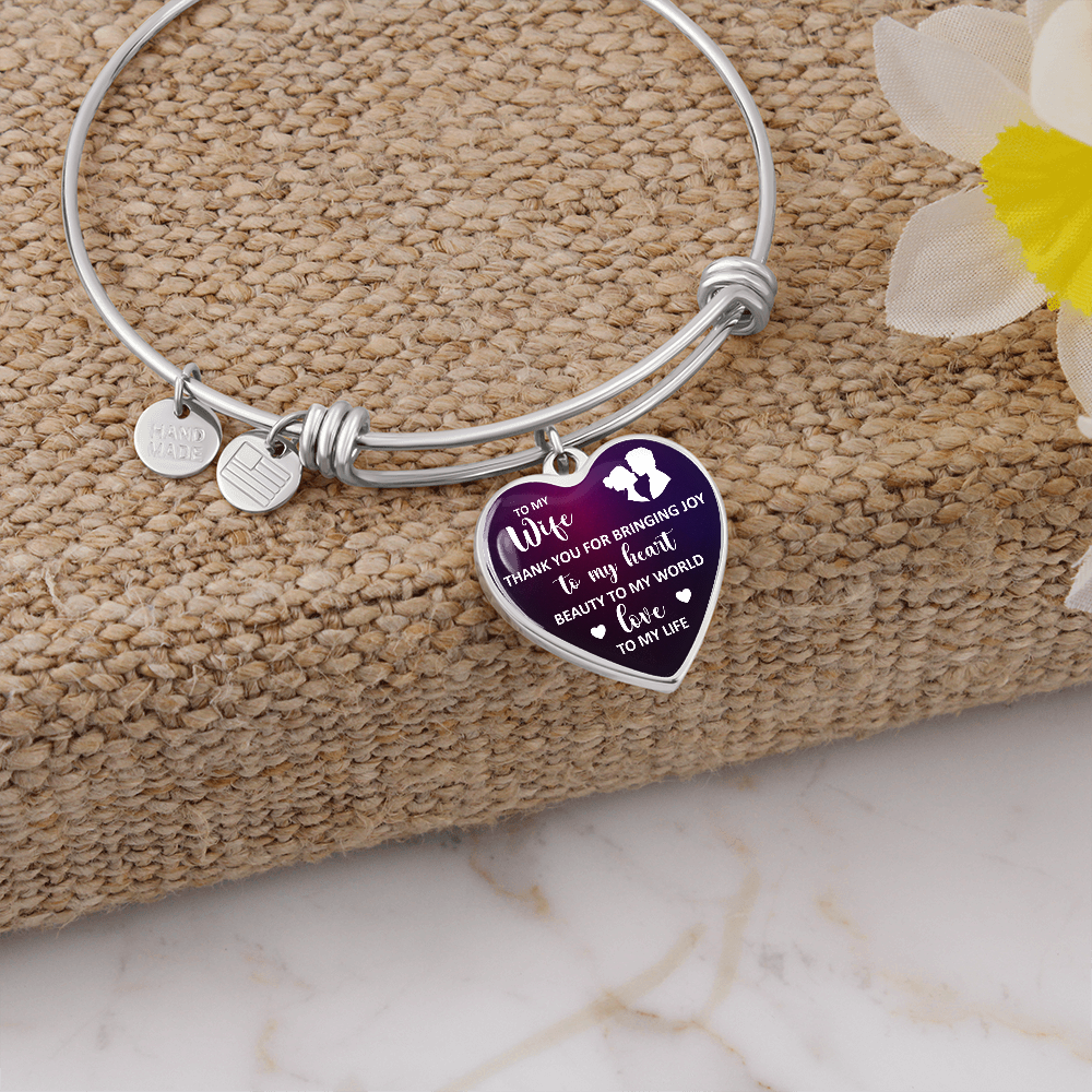 Thank You for Bringing Joy to My Heart Wife Luxury Heart Bangle