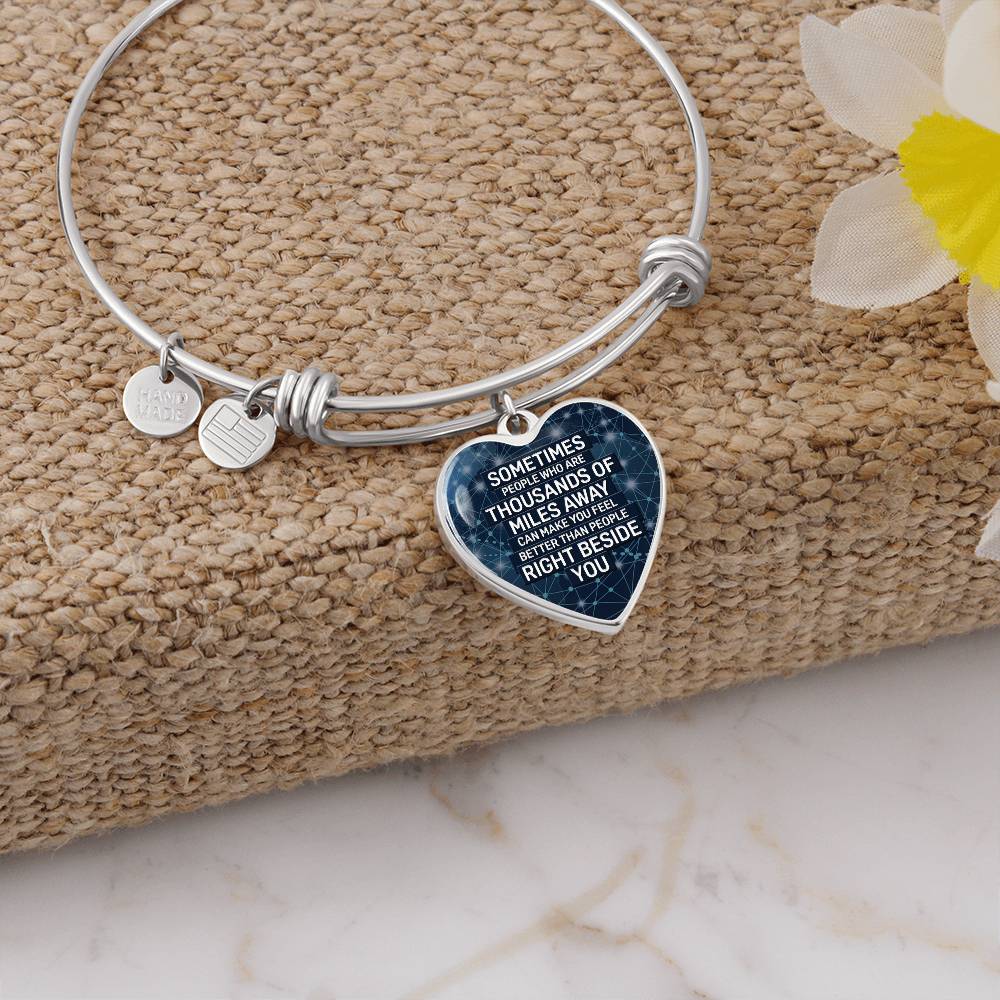 Thousands of Miles Away Luxury Heart Bangle
