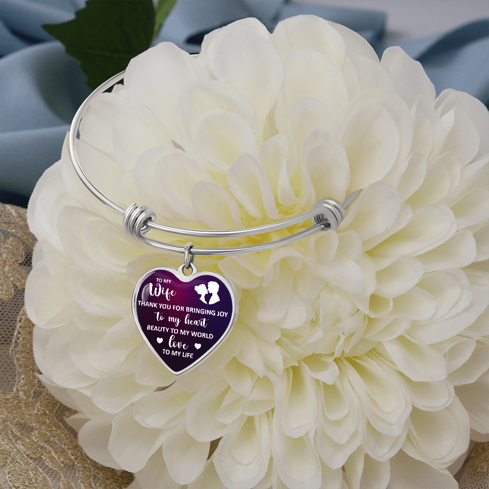 Thank You for Bringing Joy to My Heart Wife Luxury Heart Bangle