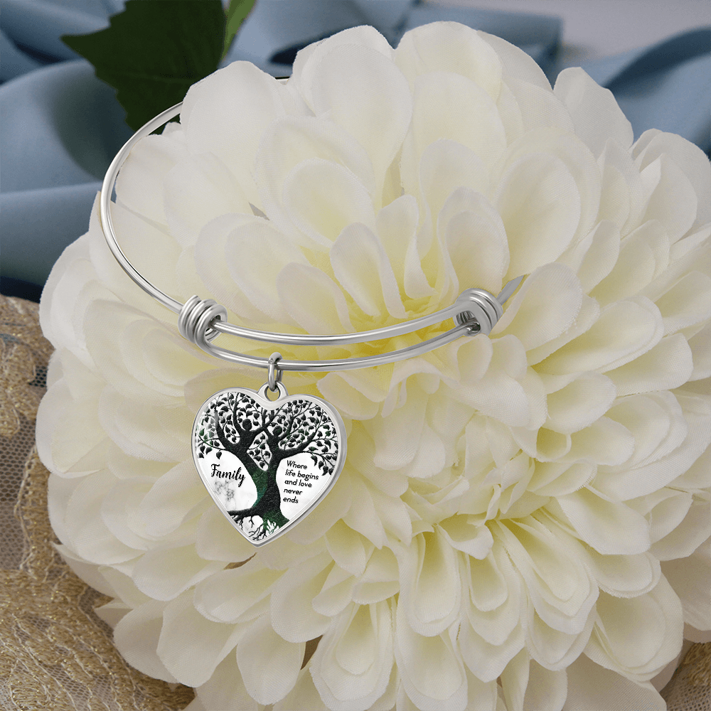Family Where Life Begins Luxury Heart Bangle