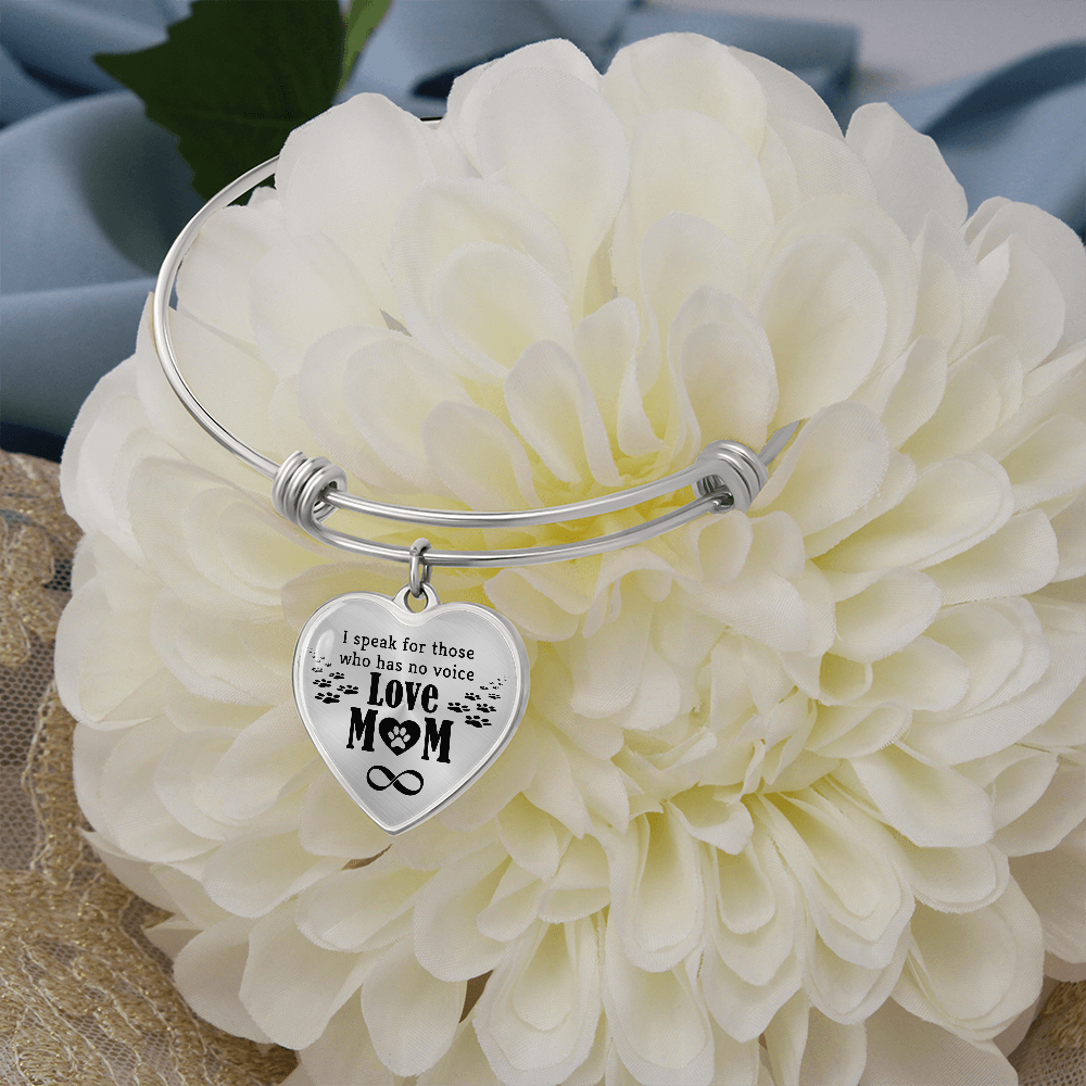 I Speak for Those Who Have No Voice Luxury Heart Bangle