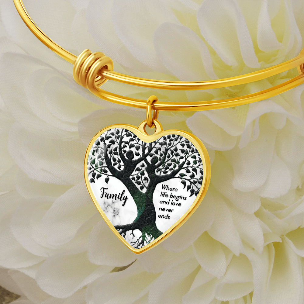Family Where Life Begins Luxury Heart Bangle