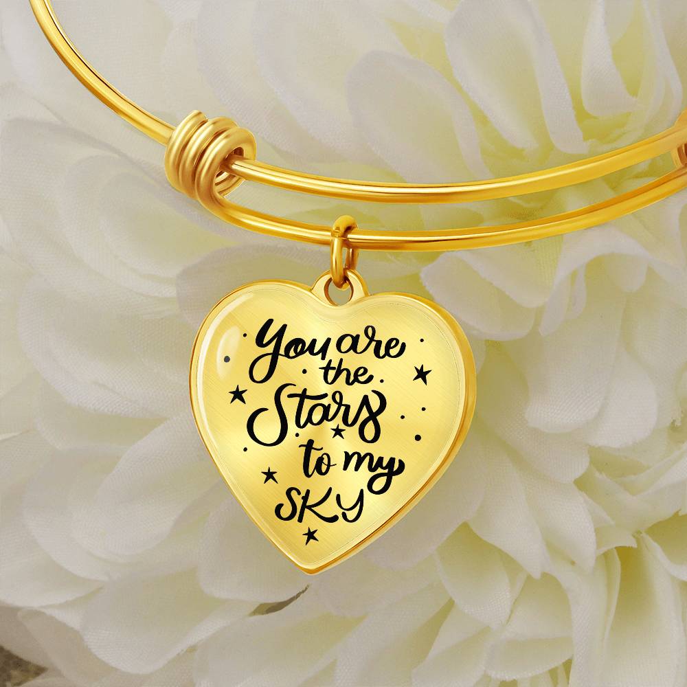 You Are the Stars to My Sky Luxury Heart Bangle
