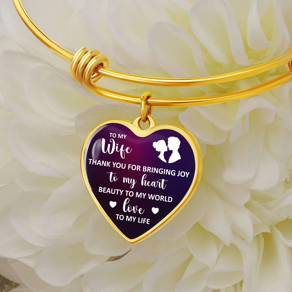 Thank You for Bringing Joy to My Heart Wife Luxury Heart Bangle
