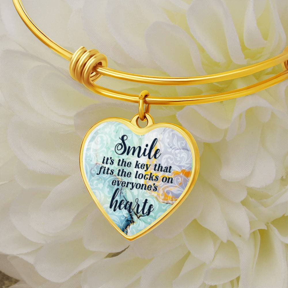 Smile Is the Key Luxury Heart Bangle
