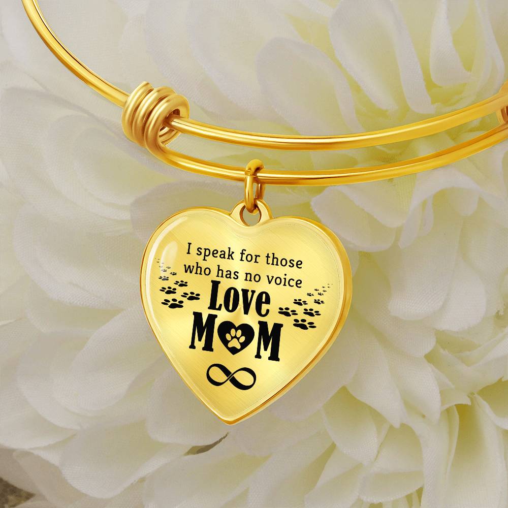 I Speak for Those Who Have No Voice Luxury Heart Bangle