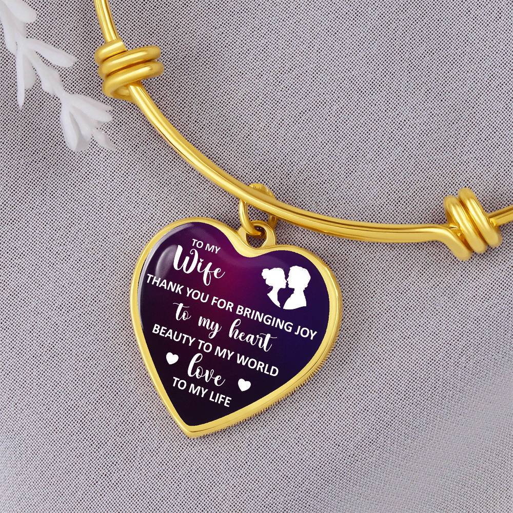 Thank You for Bringing Joy to My Heart Wife Luxury Heart Bangle
