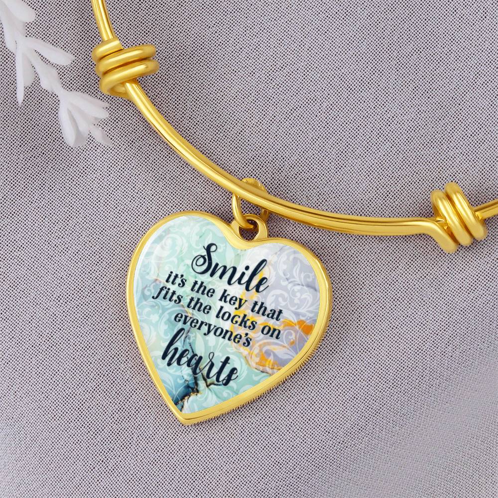 Smile Is the Key Luxury Heart Bangle