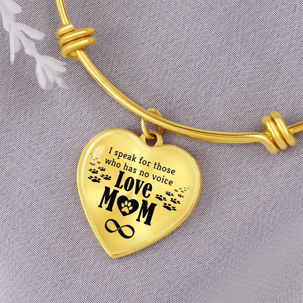 I Speak for Those Who Have No Voice Luxury Heart Bangle