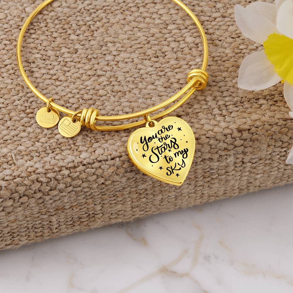 You Are the Stars to My Sky Luxury Heart Bangle