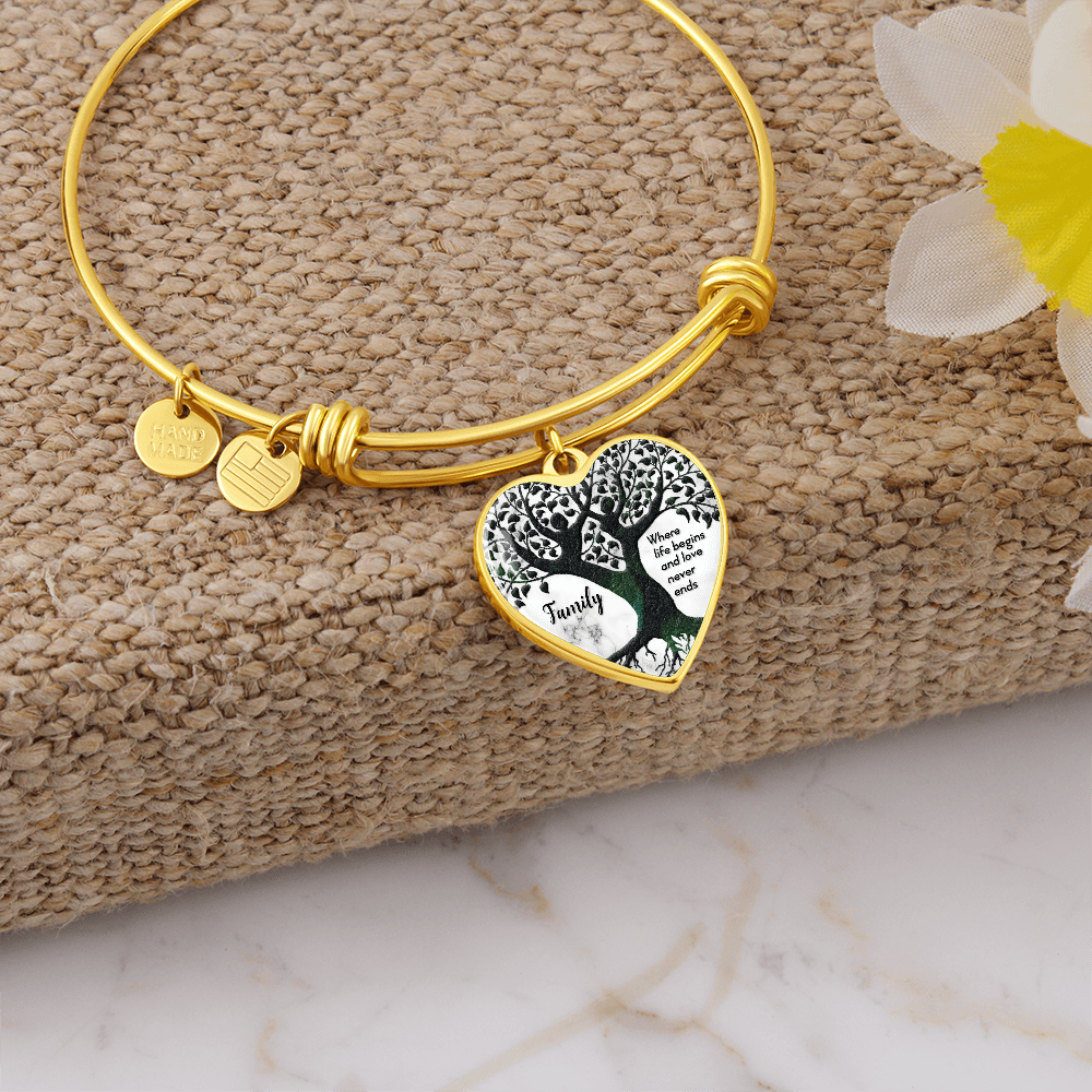 Family Where Life Begins Luxury Heart Bangle