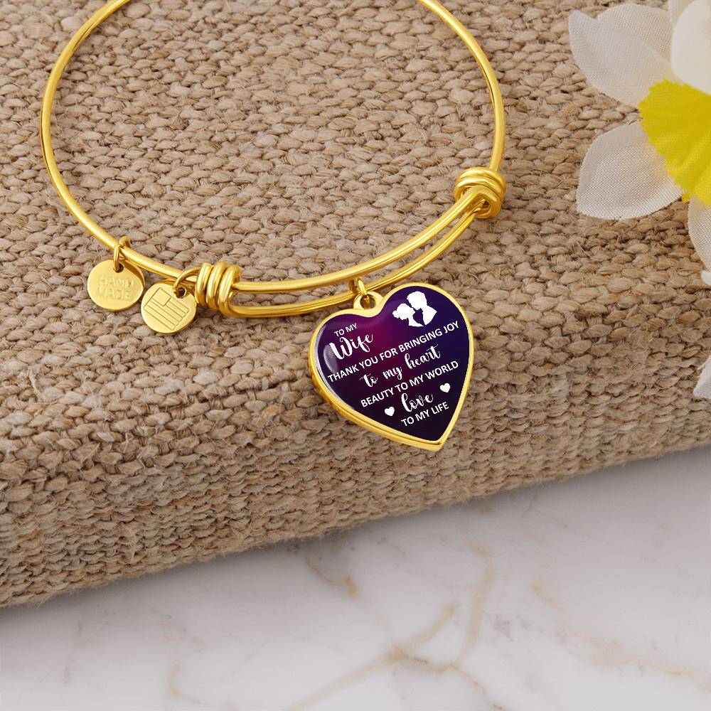 Thank You for Bringing Joy to My Heart Wife Luxury Heart Bangle