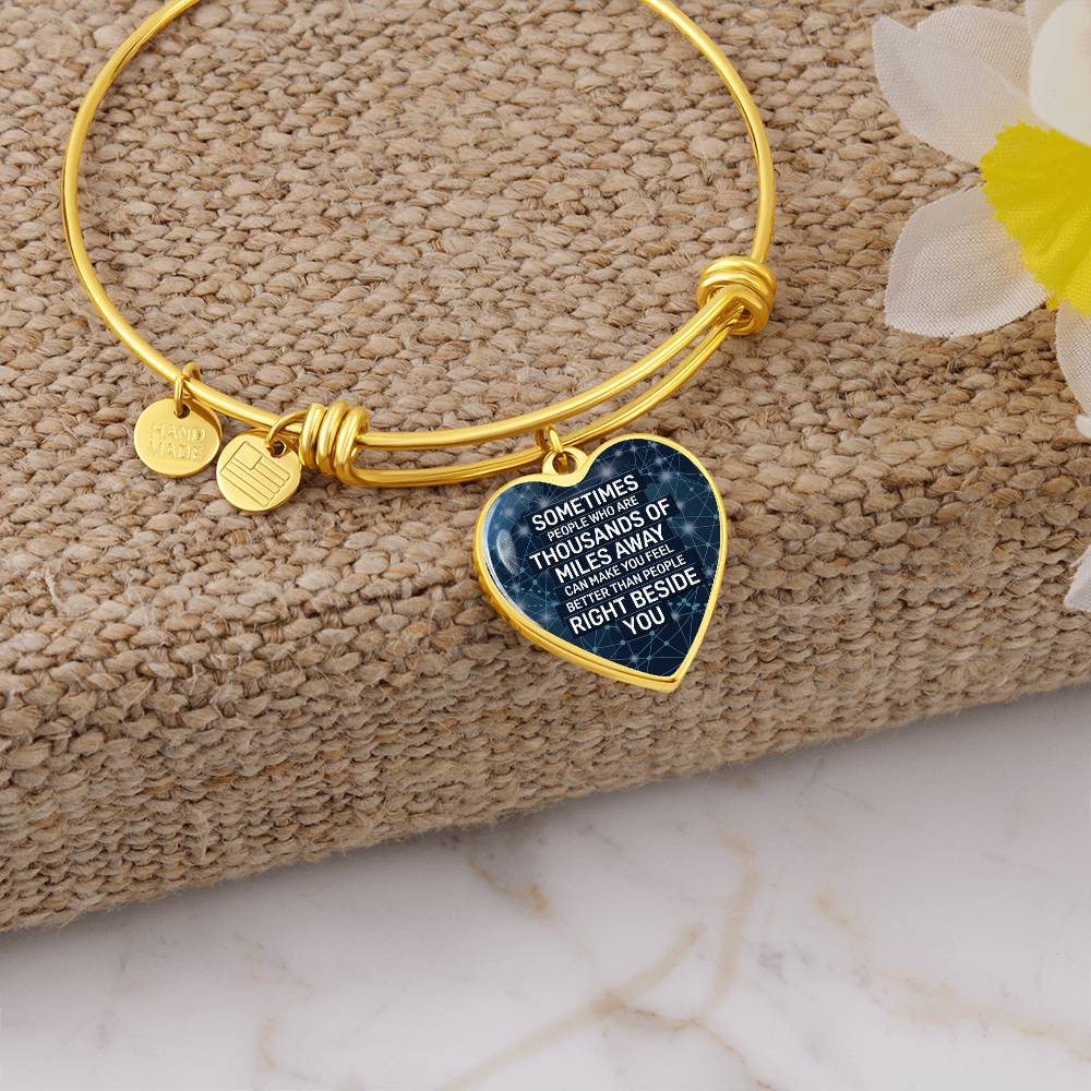 Thousands of Miles Away Luxury Heart Bangle