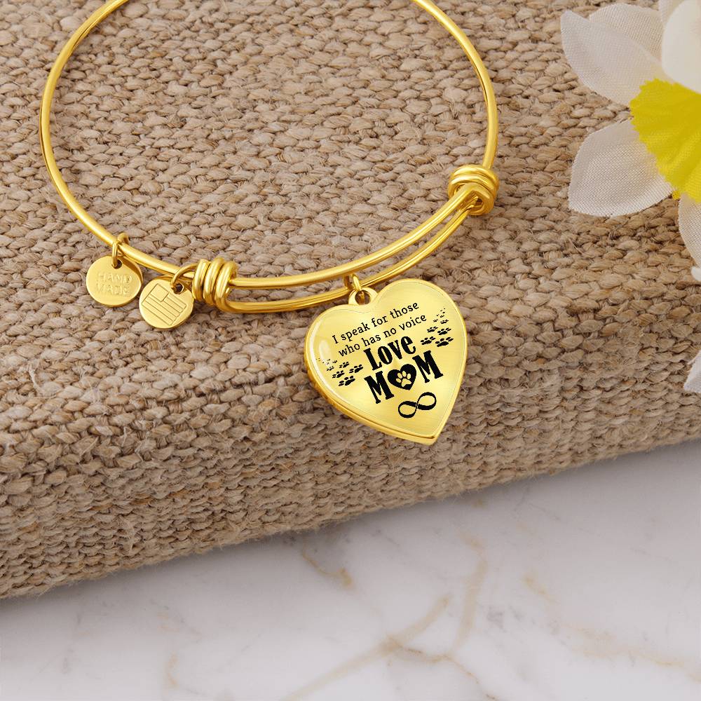 I Speak for Those Who Have No Voice Luxury Heart Bangle