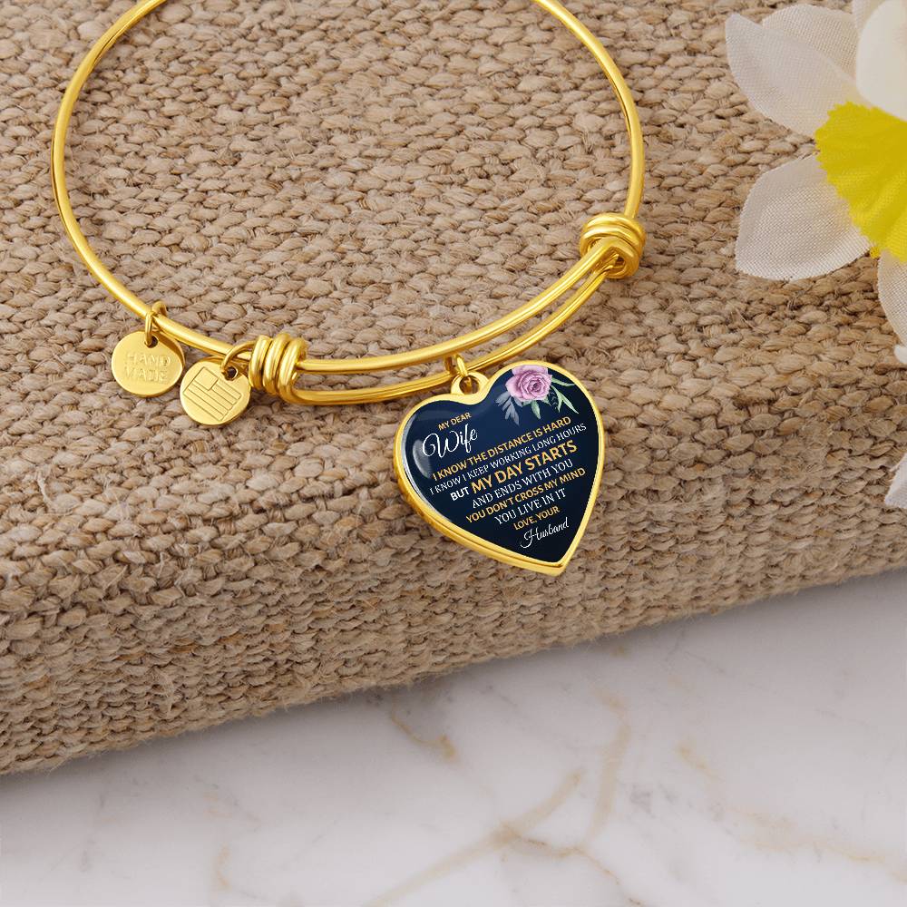 My Day Starts and Ends With You Wife Luxury Heart Bangle