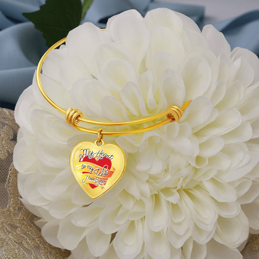 My Heart to My Wife Luxury Heart Bangle