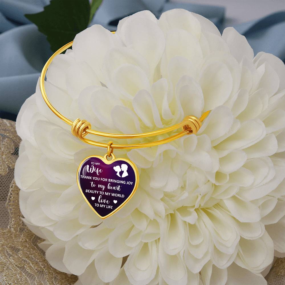 Thank You for Bringing Joy to My Heart Wife Luxury Heart Bangle