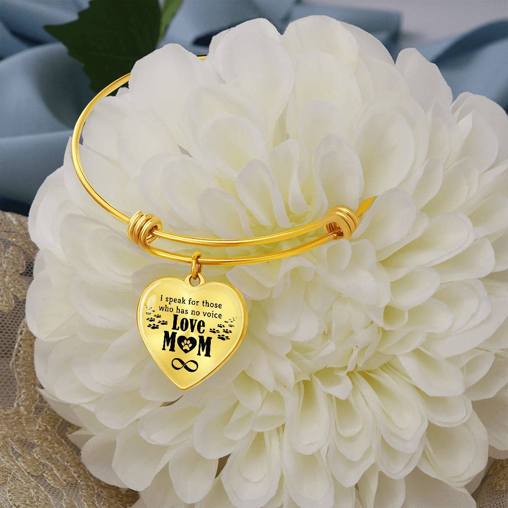 I Speak for Those Who Have No Voice Luxury Heart Bangle
