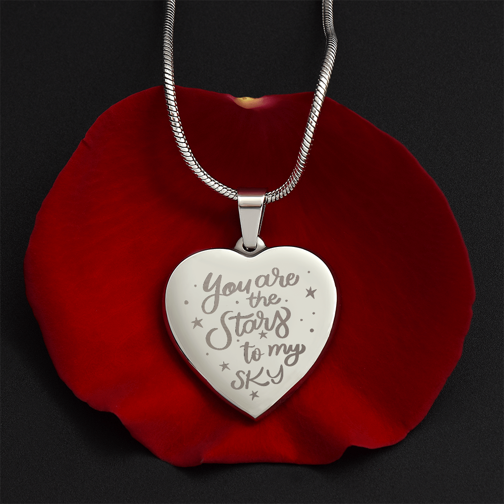 You Are the Stars to My Sky Engraved Heart Necklace
