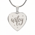 Wifey Engraved Heart Necklace
