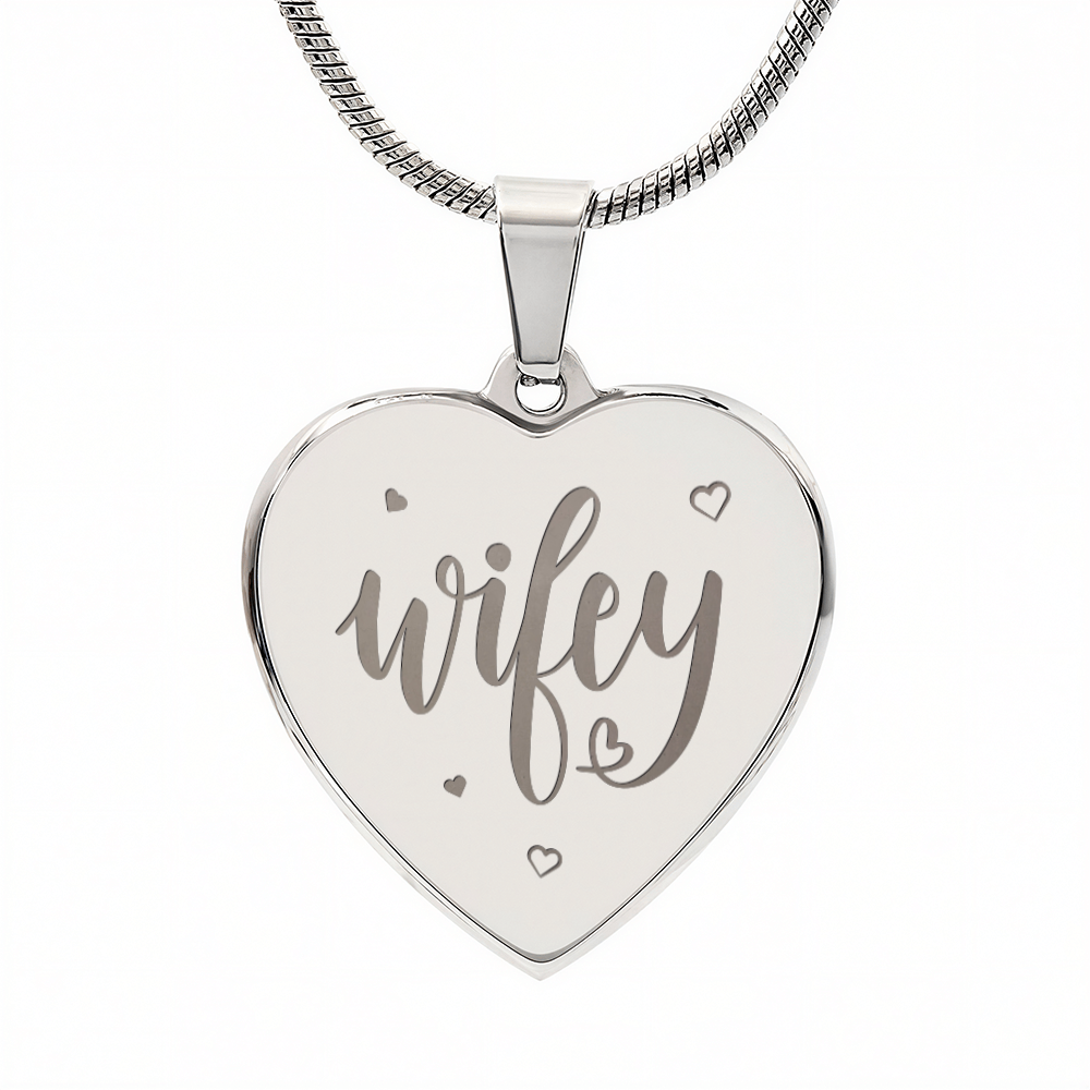 Wifey Engraved Heart Necklace