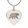Mama Bear Engraved Heart Necklace