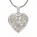 Ornate Elephant Engraved Heart Necklace