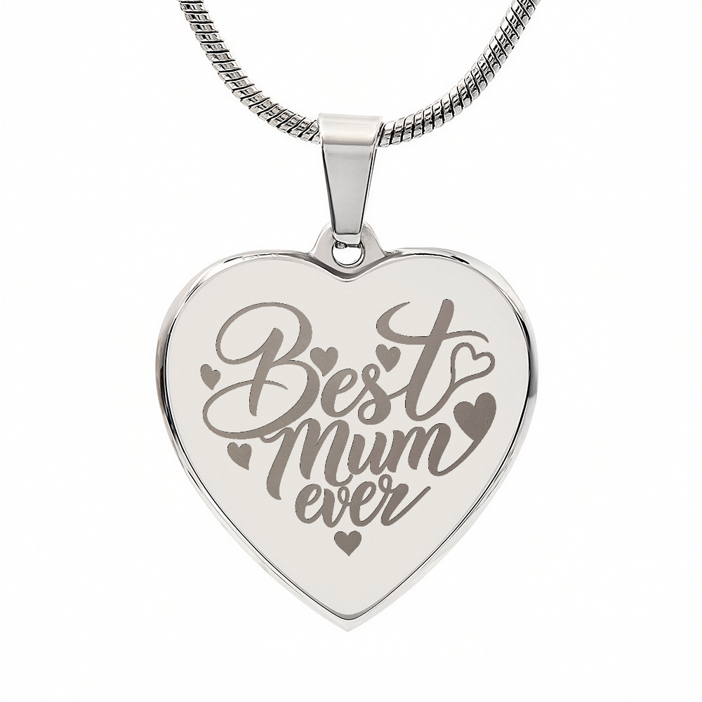 Best Mum Ever Engraved Heart Necklace