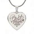 Best Mum Ever Engraved Heart Necklace