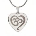Om Symbol Spiritual Engraved Heart Necklace