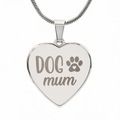 Dog Mum Engraved Heart Necklace