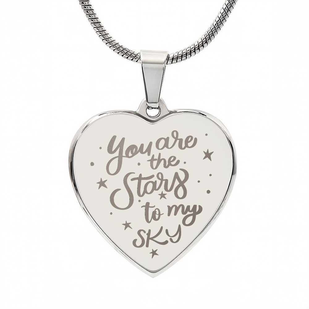 You Are the Stars to My Sky Engraved Heart Necklace