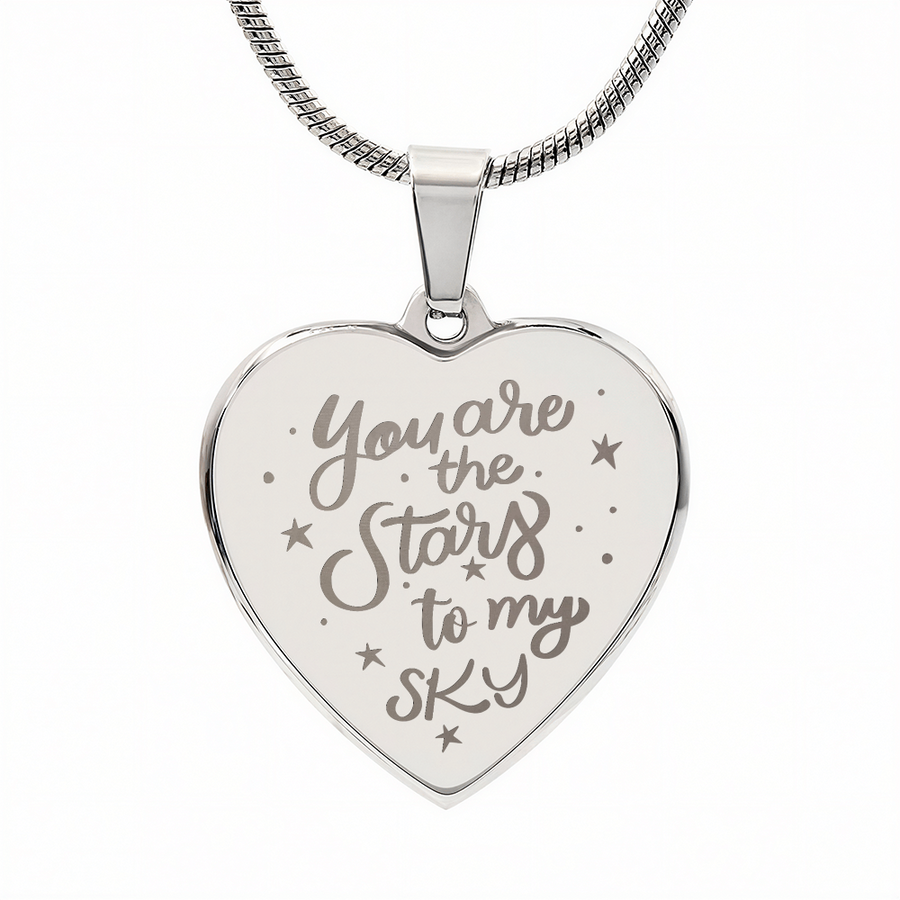 You Are the Stars to My Sky Engraved Heart Necklace