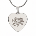 Aussie Mama Engraved Heart Necklace