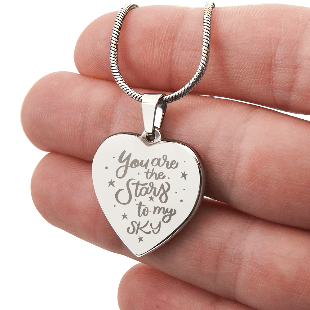 You Are the Stars to My Sky Engraved Heart Necklace