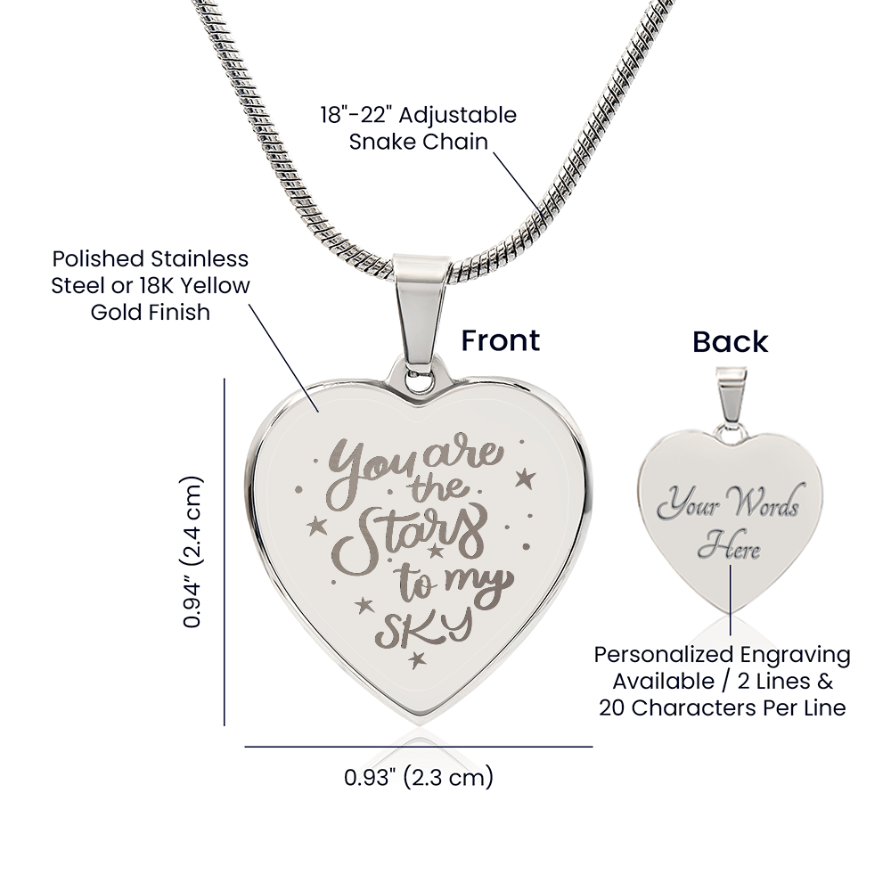 You Are the Stars to My Sky Engraved Heart Necklace