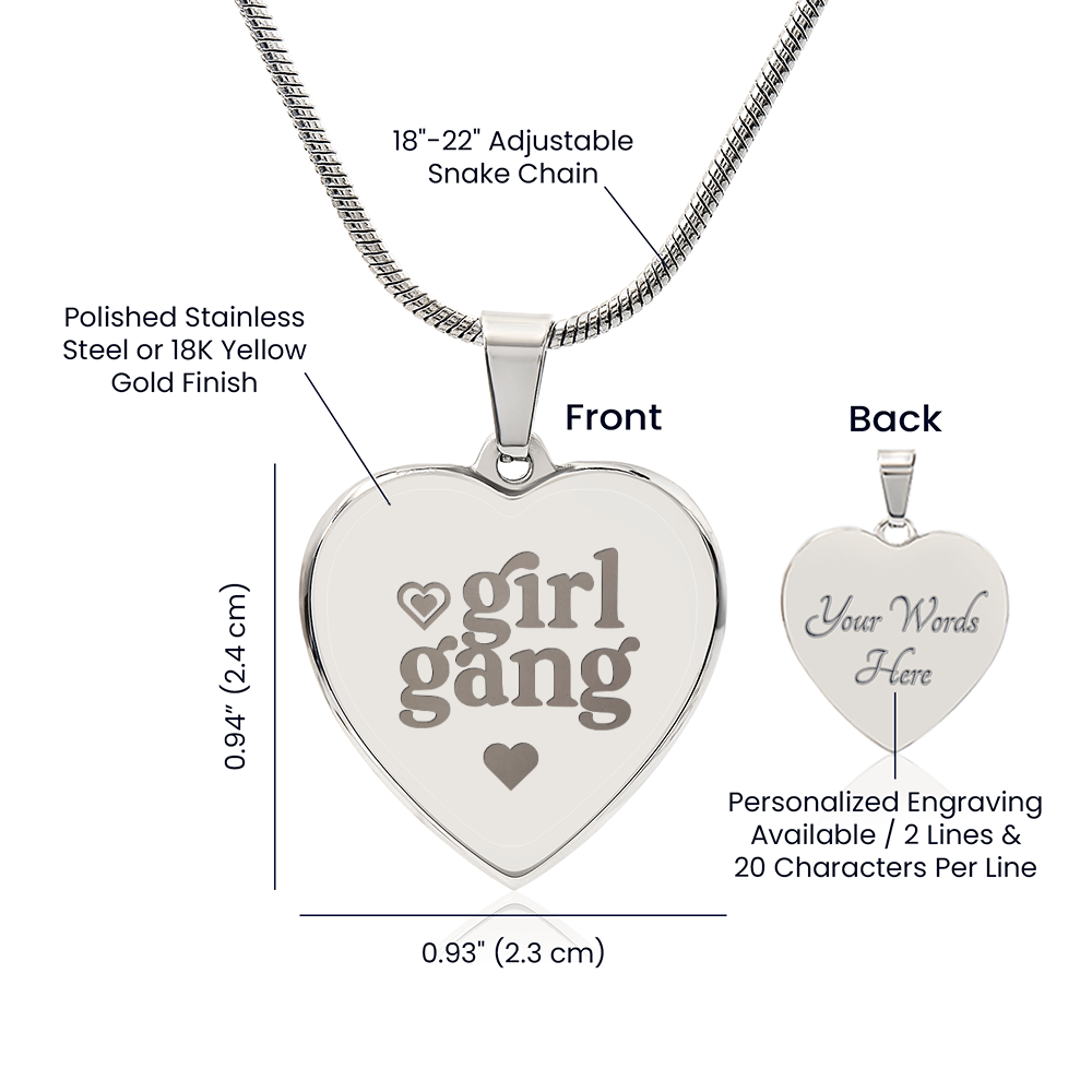 Girl Gang Engraved Heart Necklace