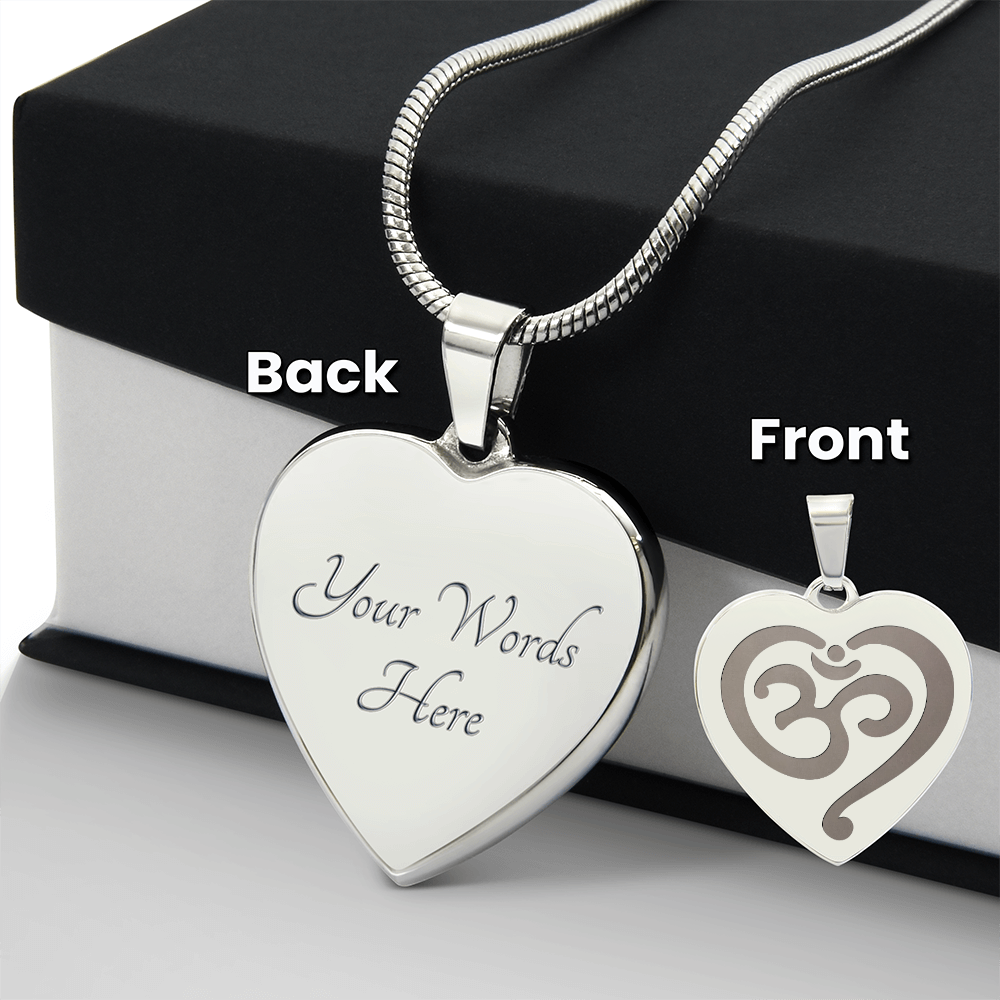 Om Symbol Spiritual Engraved Heart Necklace