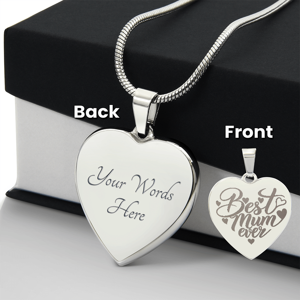 Best Mum Ever Engraved Heart Necklace