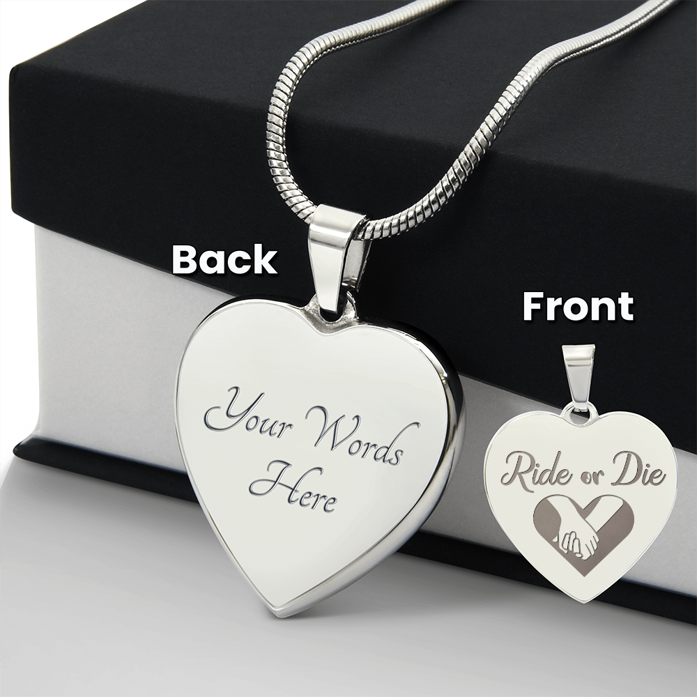 Ride or Die Friendship Engraved Heart Necklace