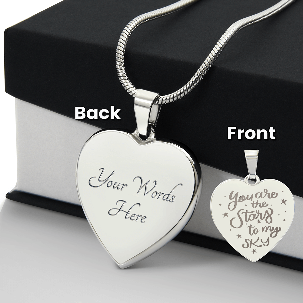You Are the Stars to My Sky Engraved Heart Necklace