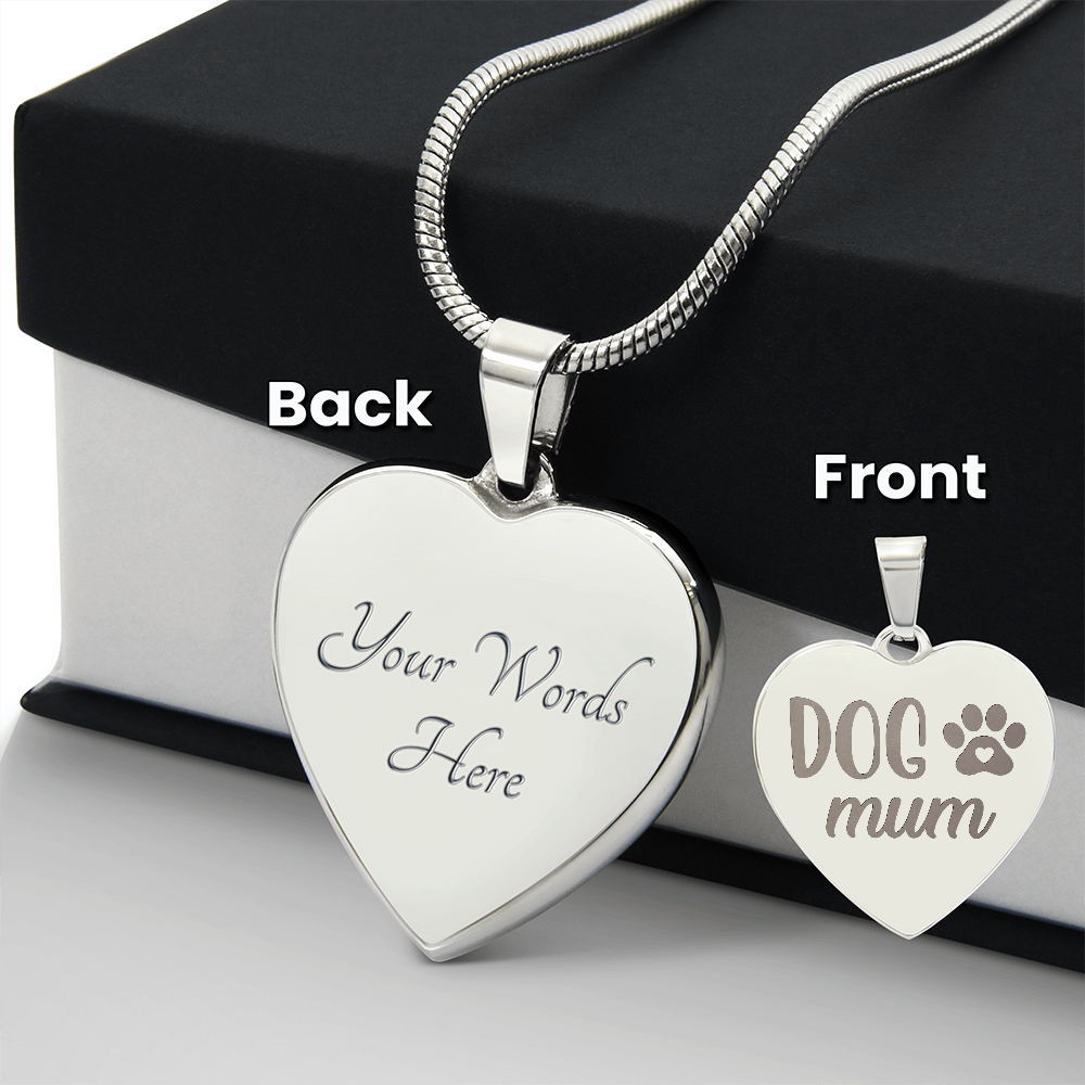 Dog Mum Engraved Heart Necklace